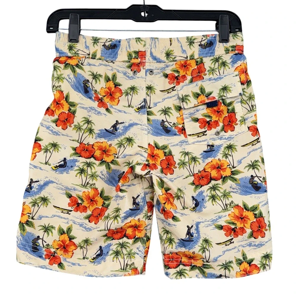 Lands' End Tropical Surfer‎ Board Shorts Kids Size S 8 Polyester Multicolor